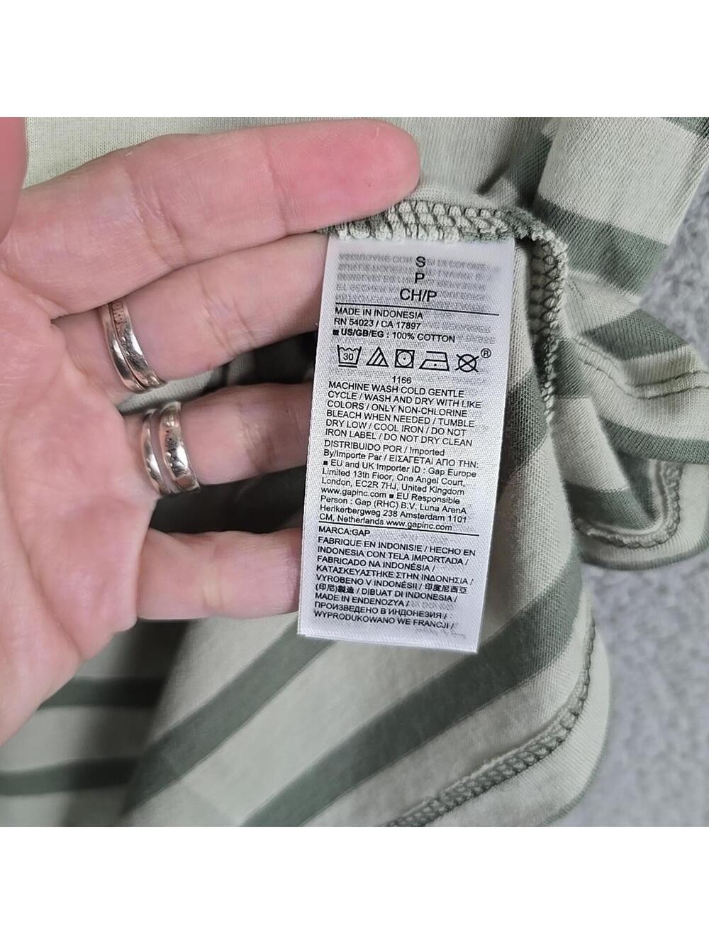 Gap Green Crew Neck Favourite Cotton Short Sleeve Striped T-Shirt Size S NEW - Picture 5 of 8